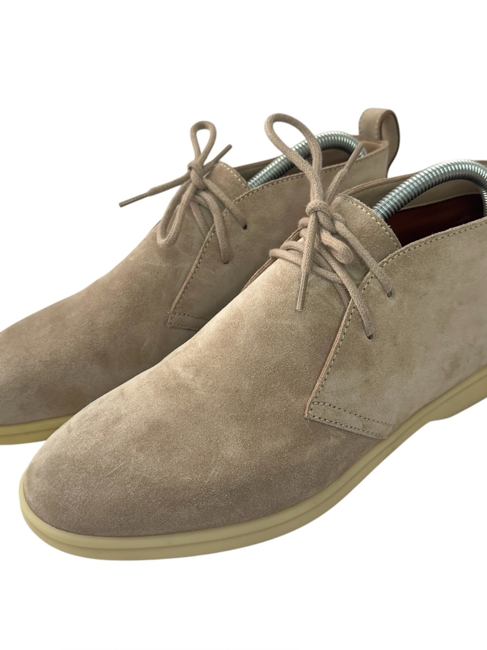 Loro Piana Soft Walk Leather Suede Chukka Boots Italy Mens EU 39.5 US 7 Beige